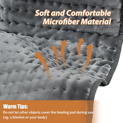 Electric Heating pad with 6 Heat Settings, Auto Shut Off, Dry Electric Heating for Back Neck Knee Arms Legs Shoulder Heat Pads for Christmas Birthday Father Mother's Day 24"X12", Gray Green