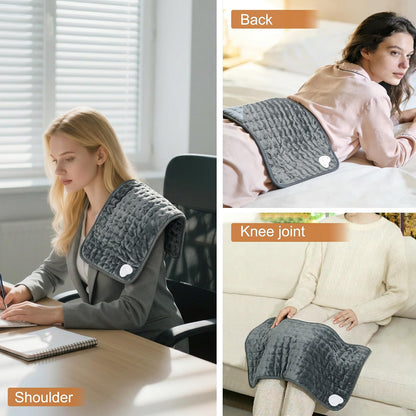 Electric Heating pad with 6 Heat Settings, Auto Shut Off, Dry Electric Heating for Back Neck Knee Arms Legs Shoulder Heat Pads for Christmas Birthday Father Mother's Day 24"X12", Gray Green
