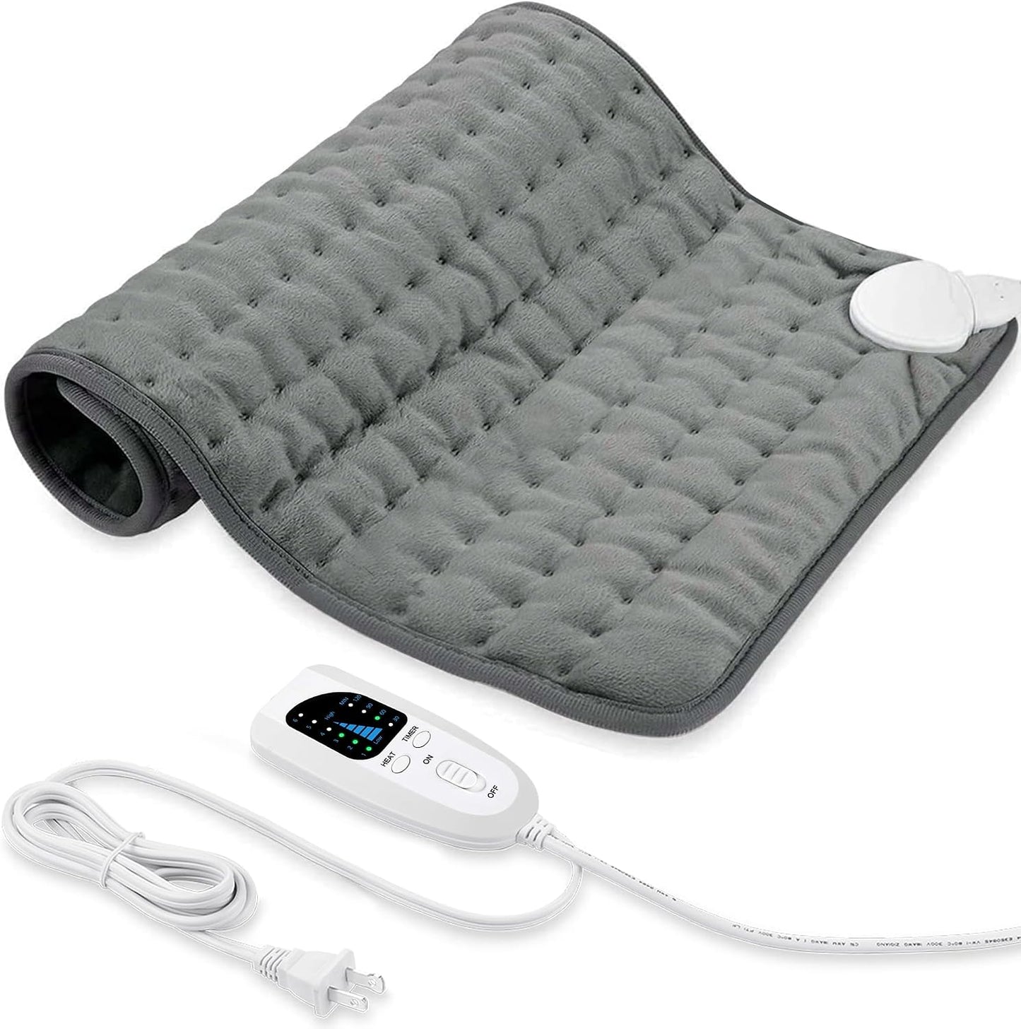 Electric Heating pad with 6 Heat Settings, Auto Shut Off, Dry Electric Heating for Back Neck Knee Arms Legs Shoulder Heat Pads for Christmas Birthday Father Mother's Day 24"X12", Gray Green