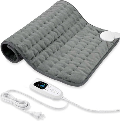 Electric Heating pad with 6 Heat Settings, Auto Shut Off, Dry Electric Heating for Back Neck Knee Arms Legs Shoulder Heat Pads for Christmas Birthday Father Mother's Day 24"X12", Gray Green