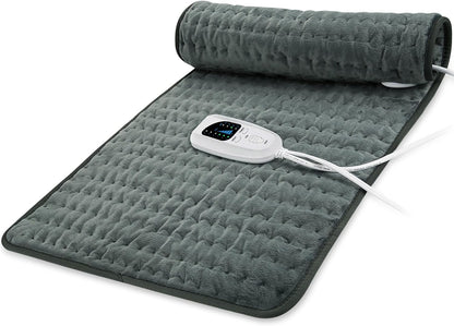 Electric Heating pad with 6 Heat Settings, Auto Shut Off, Dry Electric Heating for Back Neck Knee Arms Legs Shoulder Heat Pads for Christmas Birthday Father Mother's Day 24"X12", Gray Green