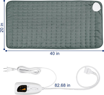 Electric Heating pad with 6 Heat Settings, Auto Shut Off, Dry Electric Heating for Back Neck Knee Arms Legs Shoulder Heat Pads for Christmas Birthday Father Mother's Day 24"X12", Gray Green