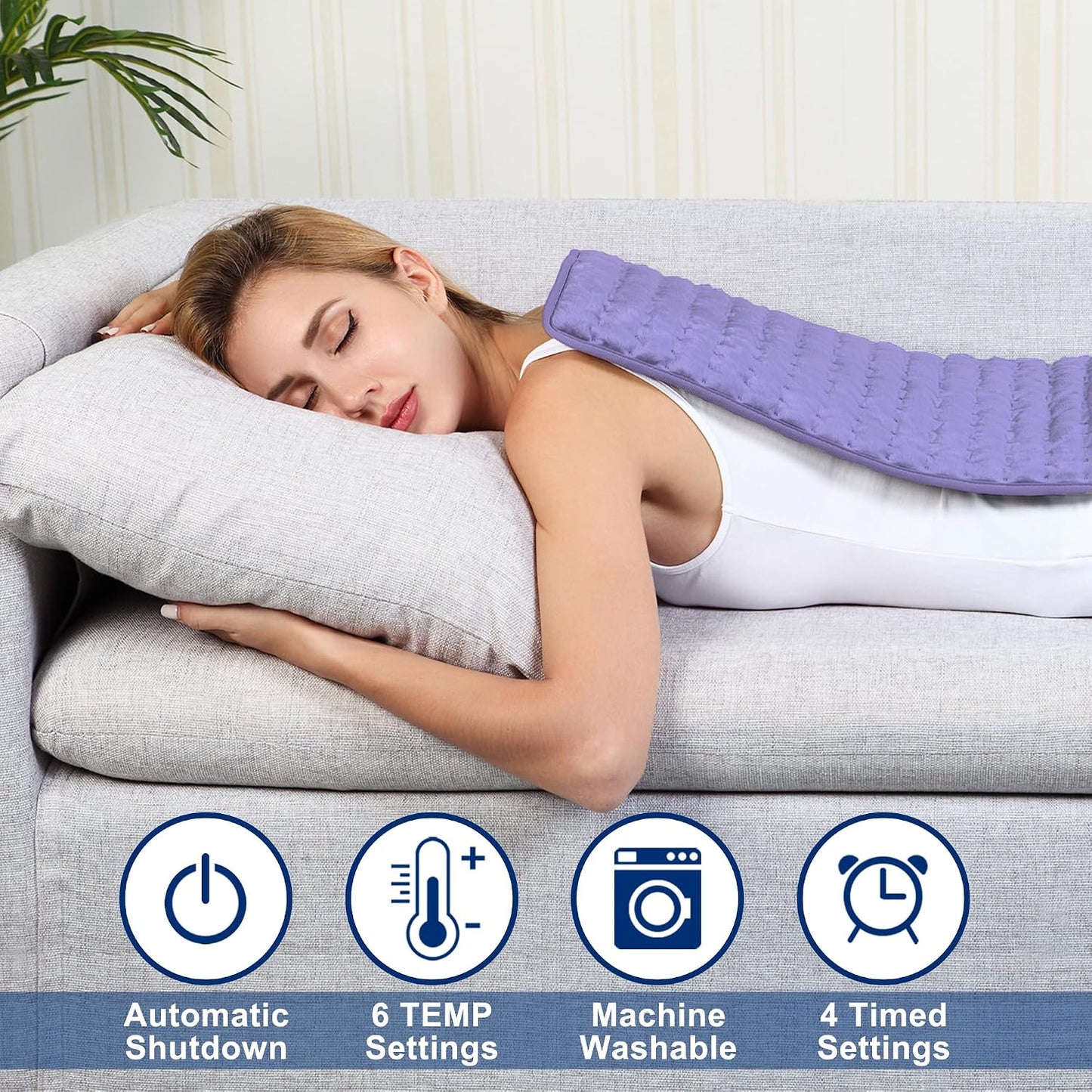 Electric Heating pad with 6 Heat Settings, Auto Shut Off, Dry Electric Heating for Back Neck Knee Arms Legs Shoulder Heat Pads for Christmas Birthday Father Mother's Day 24"X12", Gray Green