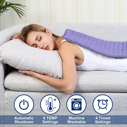Electric Heating pad with 6 Heat Settings, Auto Shut Off, Dry Electric Heating for Back Neck Knee Arms Legs Shoulder Heat Pads for Christmas Birthday Father Mother's Day 24"X12", Gray Green