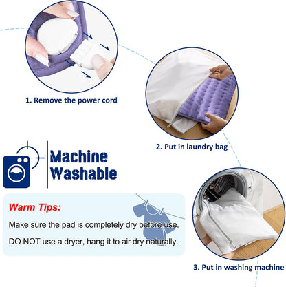Electric Heating pad with 6 Heat Settings, Auto Shut Off, Dry Electric Heating for Back Neck Knee Arms Legs Shoulder Heat Pads for Christmas Birthday Father Mother's Day 24"X12", Gray Green