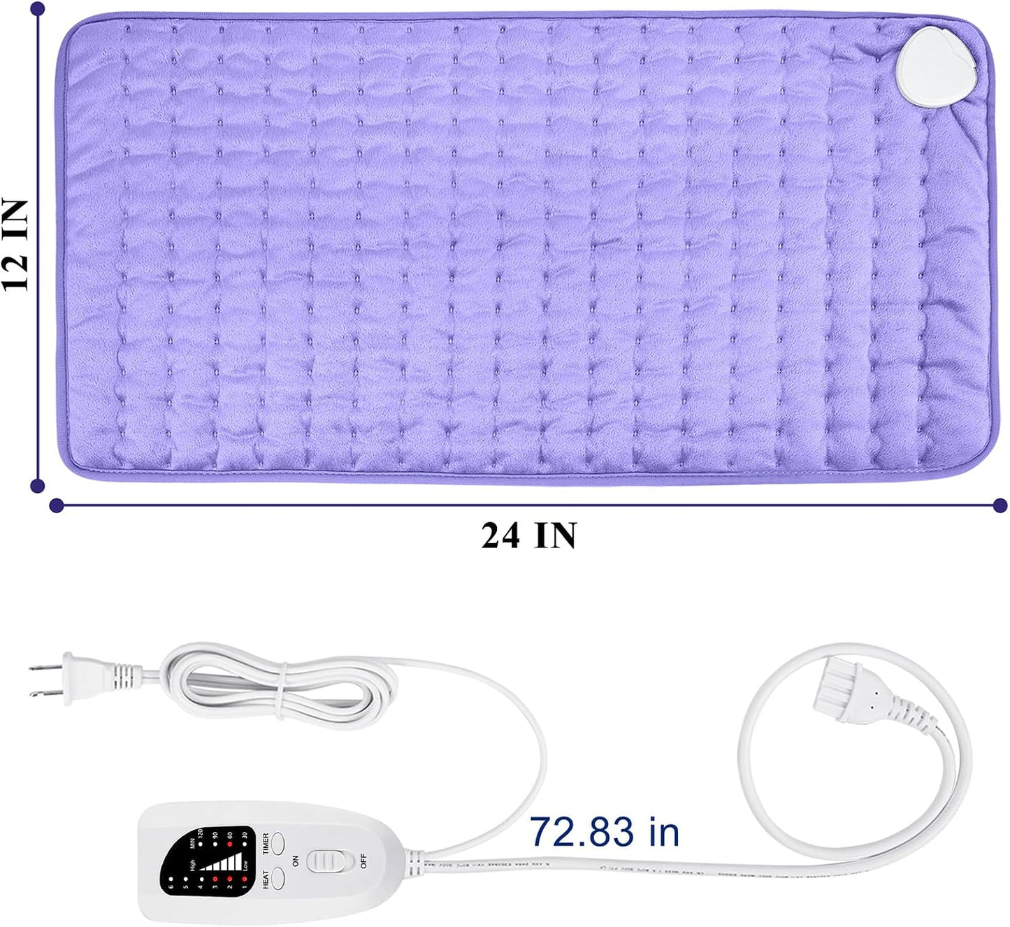 Electric Heating pad with 6 Heat Settings, Auto Shut Off, Dry Electric Heating for Back Neck Knee Arms Legs Shoulder Heat Pads for Christmas Birthday Father Mother's Day 24"X12", Gray Green