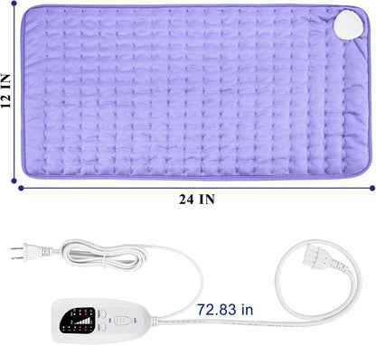 Electric Heating pad with 6 Heat Settings, Auto Shut Off, Dry Electric Heating for Back Neck Knee Arms Legs Shoulder Heat Pads for Christmas Birthday Father Mother's Day 24"X12", Gray Green