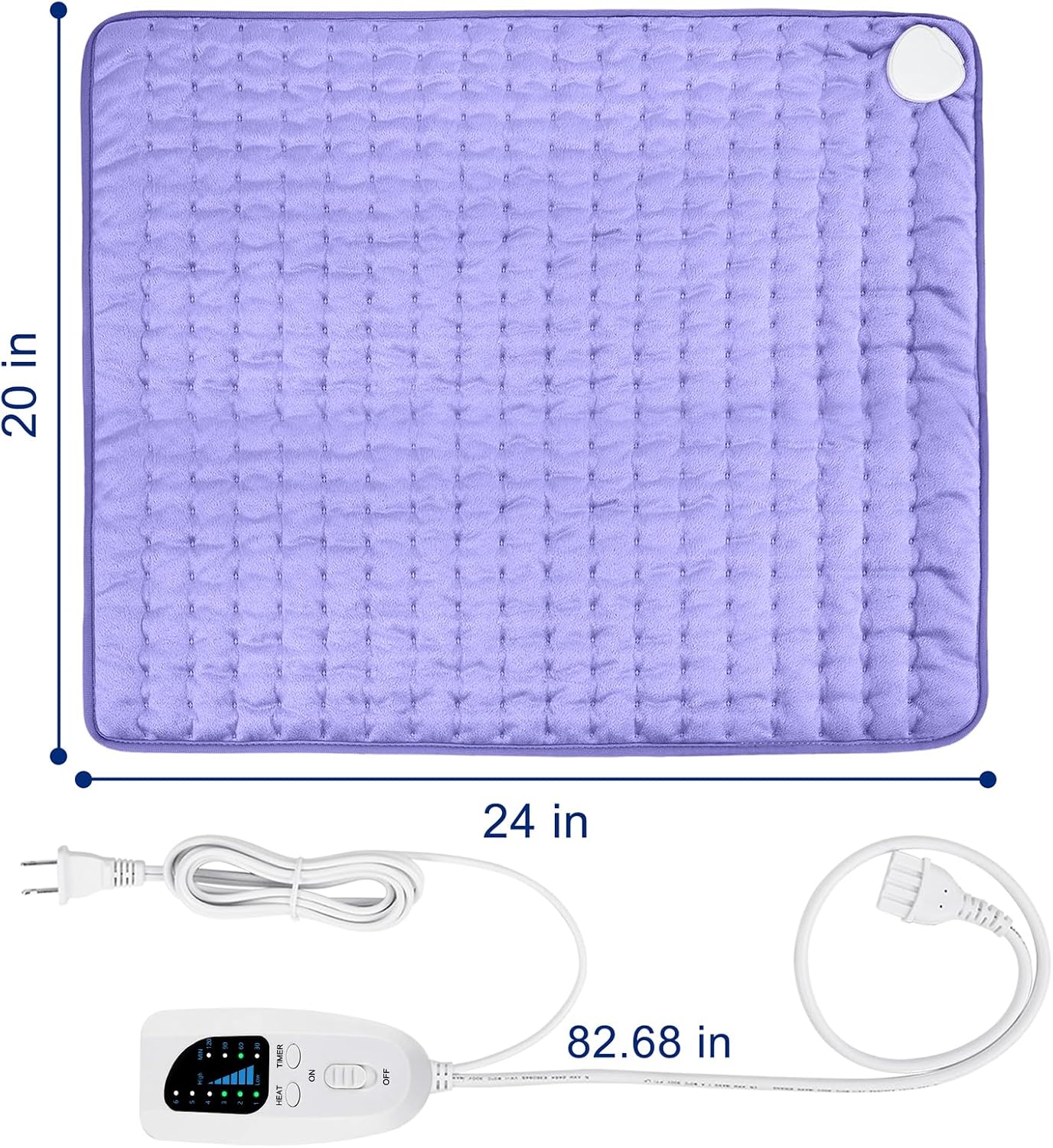 Electric Heating pad with 6 Heat Settings, Auto Shut Off, Dry Electric Heating for Back Neck Knee Arms Legs Shoulder Heat Pads for Christmas Birthday Father Mother's Day 24"X12", Gray Green