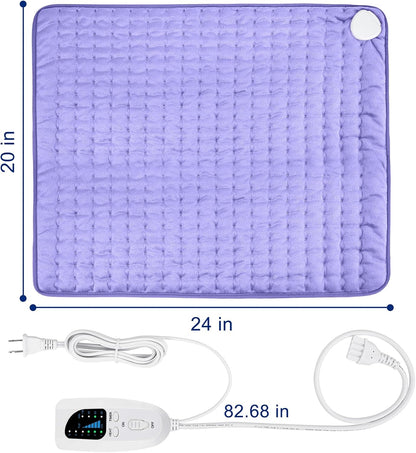Electric Heating pad with 6 Heat Settings, Auto Shut Off, Dry Electric Heating for Back Neck Knee Arms Legs Shoulder Heat Pads for Christmas Birthday Father Mother's Day 24"X12", Gray Green