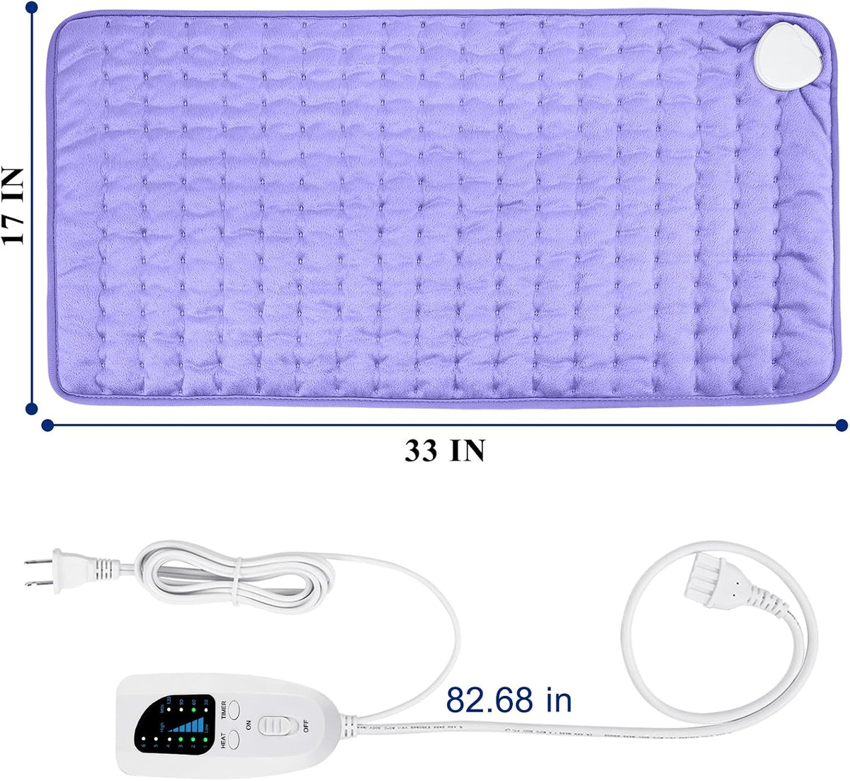 Electric Heating pad with 6 Heat Settings, Auto Shut Off, Dry Electric Heating for Back Neck Knee Arms Legs Shoulder Heat Pads for Christmas Birthday Father Mother's Day 24"X12", Gray Green
