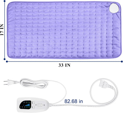 Electric Heating pad with 6 Heat Settings, Auto Shut Off, Dry Electric Heating for Back Neck Knee Arms Legs Shoulder Heat Pads for Christmas Birthday Father Mother's Day 24"X12", Gray Green