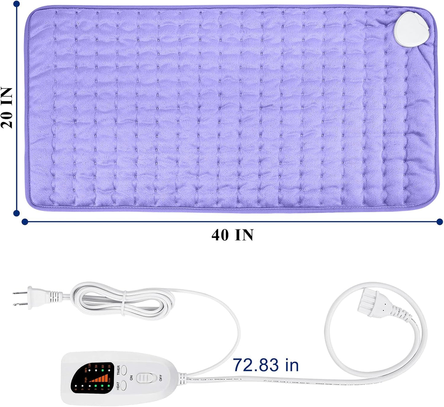 Electric Heating pad with 6 Heat Settings, Auto Shut Off, Dry Electric Heating for Back Neck Knee Arms Legs Shoulder Heat Pads for Christmas Birthday Father Mother's Day 24"X12", Gray Green