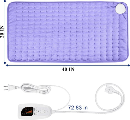 Electric Heating pad with 6 Heat Settings, Auto Shut Off, Dry Electric Heating for Back Neck Knee Arms Legs Shoulder Heat Pads for Christmas Birthday Father Mother's Day 24"X12", Gray Green