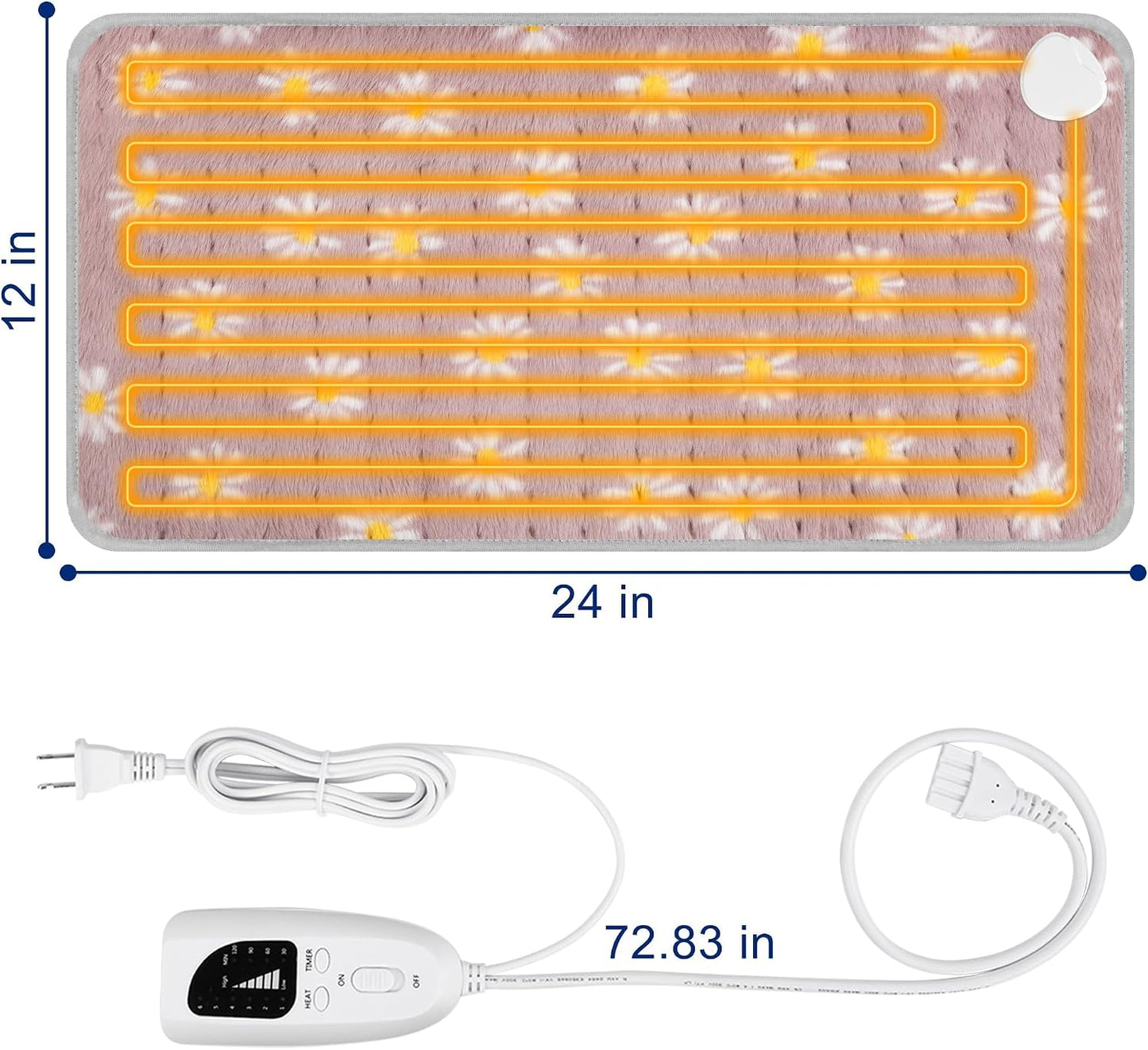 Electric Heating pad with 6 Heat Settings, Auto Shut Off, Dry Electric Heating for Back Neck Knee Arms Legs Shoulder Heat Pads for Christmas Birthday Father Mother's Day 24"X12", Gray Green