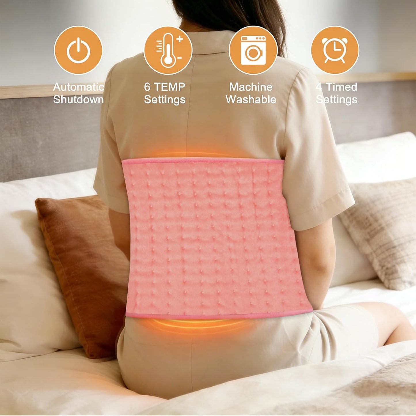 Electric Heating pad with 6 Heat Settings, Auto Shut Off, Dry Electric Heating for Back Neck Knee Arms Legs Shoulder Heat Pads for Christmas Birthday Father Mother's Day 24"X12", Gray Green