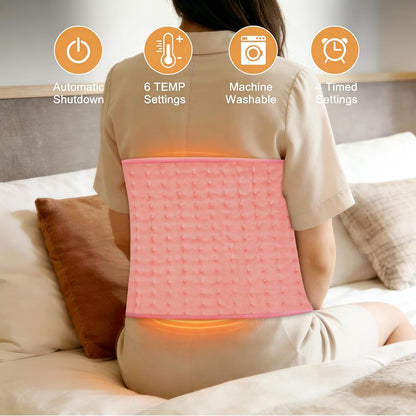 Electric Heating pad with 6 Heat Settings, Auto Shut Off, Dry Electric Heating for Back Neck Knee Arms Legs Shoulder Heat Pads for Christmas Birthday Father Mother's Day 24"X12", Gray Green