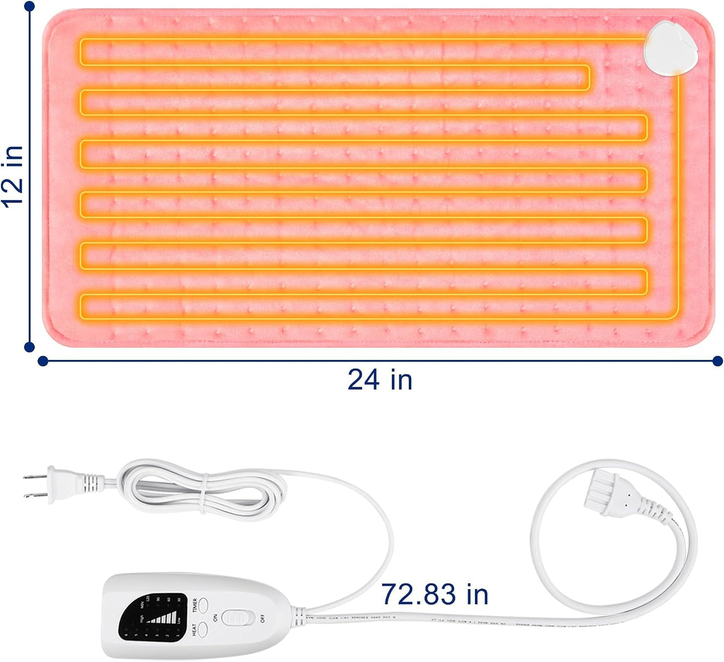 Electric Heating pad with 6 Heat Settings, Auto Shut Off, Dry Electric Heating for Back Neck Knee Arms Legs Shoulder Heat Pads for Christmas Birthday Father Mother's Day 24"X12", Gray Green