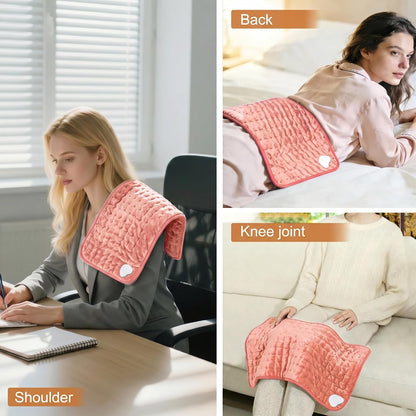 Electric Heating pad with 6 Heat Settings, Auto Shut Off, Dry Electric Heating for Back Neck Knee Arms Legs Shoulder Heat Pads for Christmas Birthday Father Mother's Day 24"X12", Gray Green