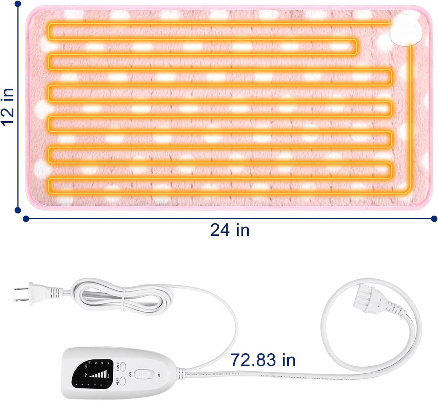 Electric Heating pad with 6 Heat Settings, Auto Shut Off, Dry Electric Heating for Back Neck Knee Arms Legs Shoulder Heat Pads for Christmas Birthday Father Mother's Day 24"X12", Gray Green