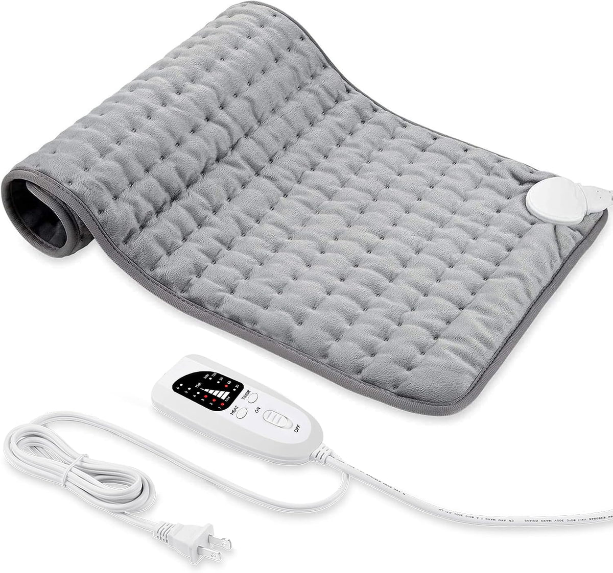Electric Heating pad with 6 Heat Settings, Auto Shut Off, Dry Electric Heating for Back Neck Knee Arms Legs Shoulder Heat Pads for Christmas Birthday Father Mother's Day 24"X12", Gray Green