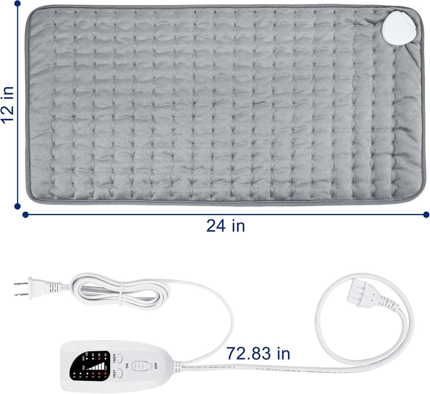 Electric Heating pad with 6 Heat Settings, Auto Shut Off, Dry Electric Heating for Back Neck Knee Arms Legs Shoulder Heat Pads for Christmas Birthday Father Mother's Day 24"X12", Gray Green