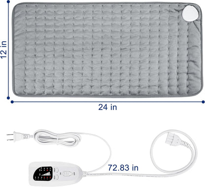 Electric Heating pad with 6 Heat Settings, Auto Shut Off, Dry Electric Heating for Back Neck Knee Arms Legs Shoulder Heat Pads for Christmas Birthday Father Mother's Day 24"X12", Gray Green