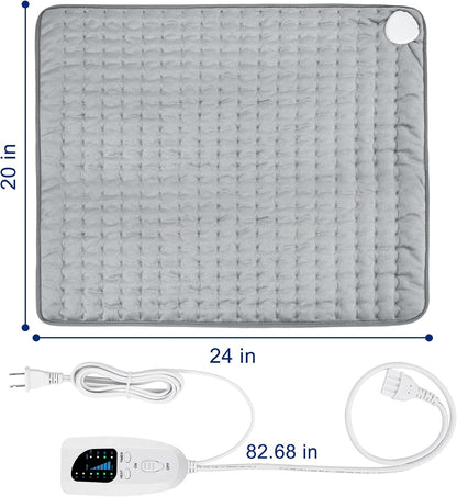 Electric Heating pad with 6 Heat Settings, Auto Shut Off, Dry Electric Heating for Back Neck Knee Arms Legs Shoulder Heat Pads for Christmas Birthday Father Mother's Day 24"X12", Gray Green