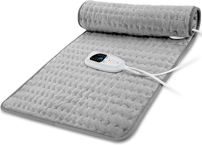 Electric Heating pad with 6 Heat Settings, Auto Shut Off, Dry Electric Heating for Back Neck Knee Arms Legs Shoulder Heat Pads for Christmas Birthday Father Mother's Day 24"X12", Gray Green