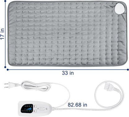 Electric Heating pad with 6 Heat Settings, Auto Shut Off, Dry Electric Heating for Back Neck Knee Arms Legs Shoulder Heat Pads for Christmas Birthday Father Mother's Day 24"X12", Gray Green