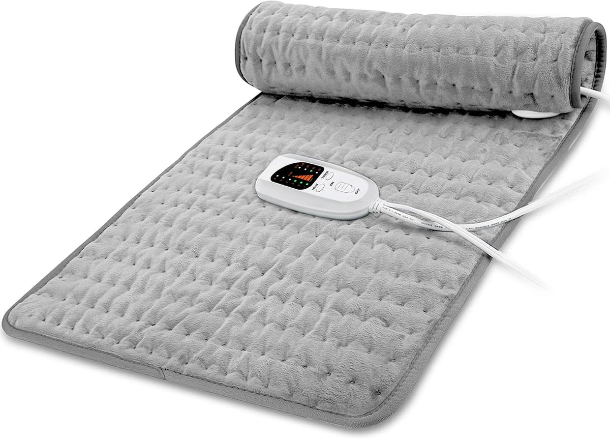 Electric Heating pad with 6 Heat Settings, Auto Shut Off, Dry Electric Heating for Back Neck Knee Arms Legs Shoulder Heat Pads for Christmas Birthday Father Mother's Day 24"X12", Gray Green
