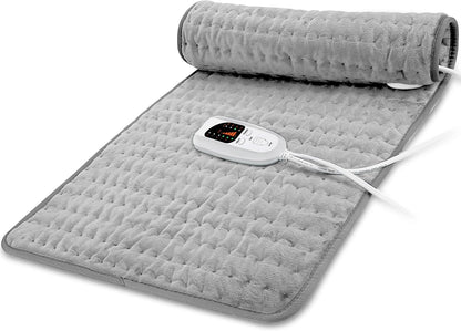 Electric Heating pad with 6 Heat Settings, Auto Shut Off, Dry Electric Heating for Back Neck Knee Arms Legs Shoulder Heat Pads for Christmas Birthday Father Mother's Day 24"X12", Gray Green