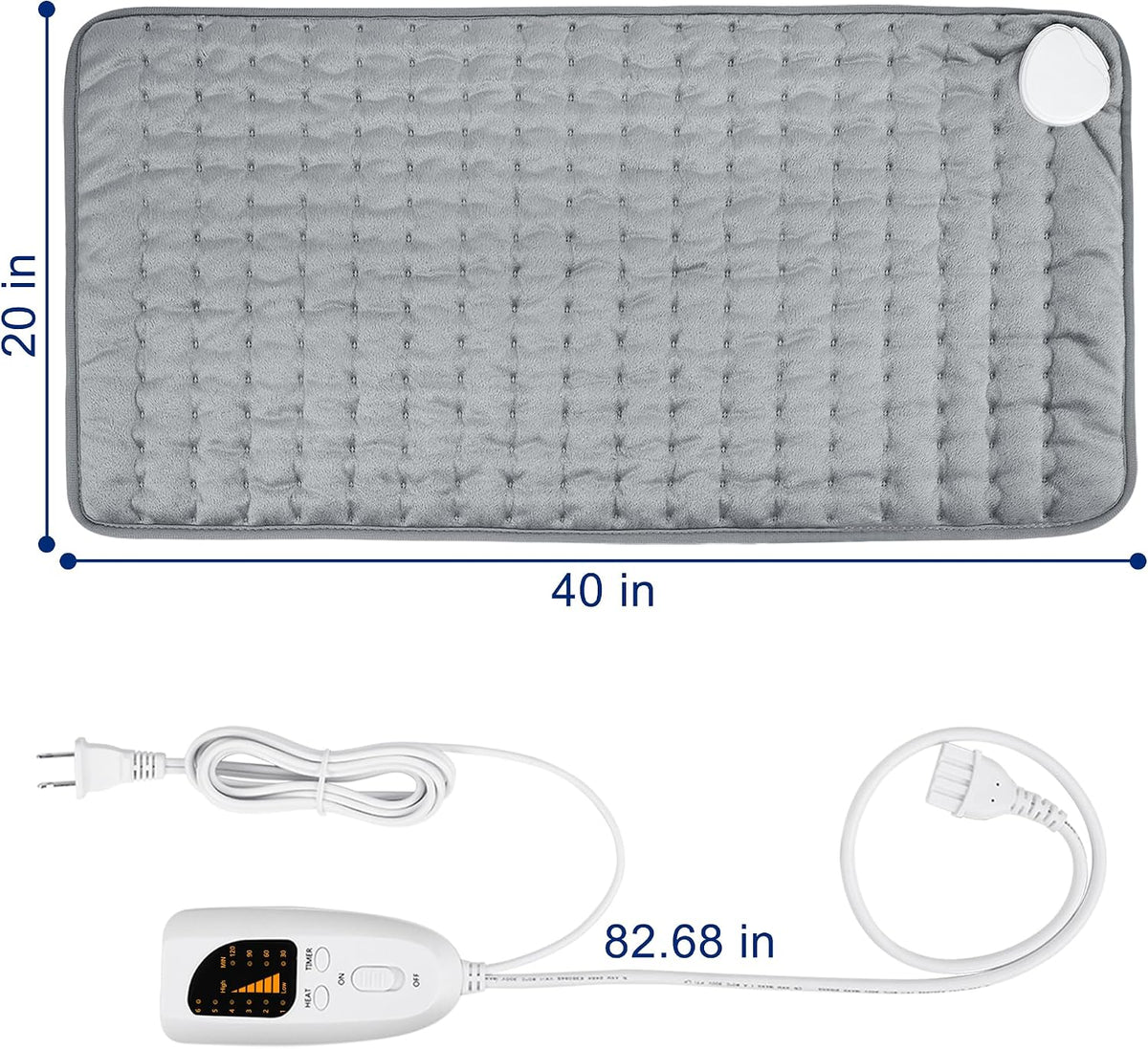 Electric Heating pad with 6 Heat Settings, Auto Shut Off, Dry Electric Heating for Back Neck Knee Arms Legs Shoulder Heat Pads for Christmas Birthday Father Mother's Day 24"X12", Gray Green