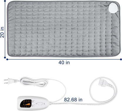 Electric Heating pad with 6 Heat Settings, Auto Shut Off, Dry Electric Heating for Back Neck Knee Arms Legs Shoulder Heat Pads for Christmas Birthday Father Mother's Day 24"X12", Gray Green