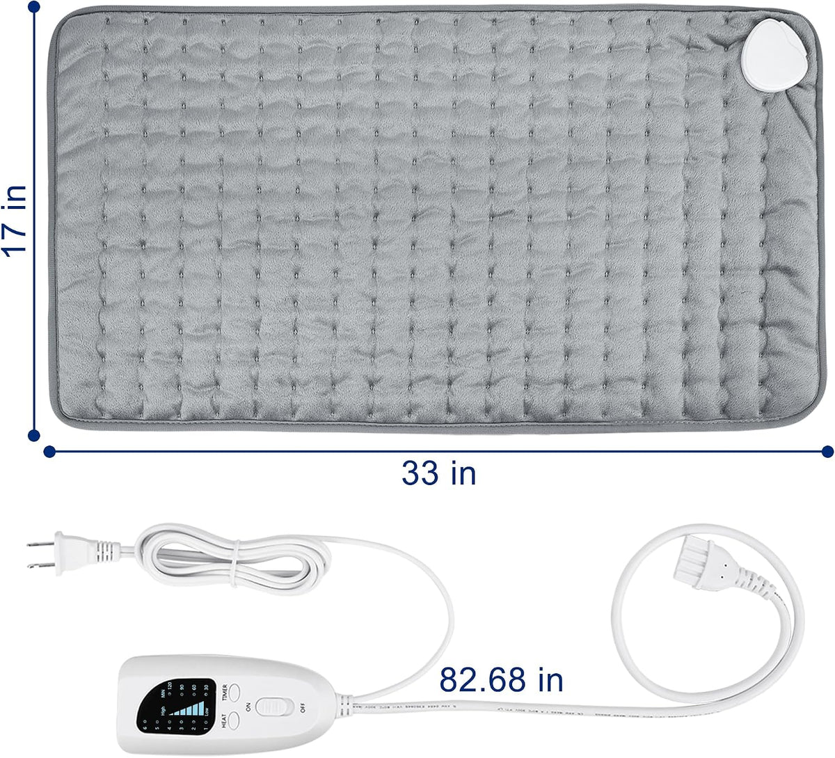 Electric Heating pad with 6 Heat Settings, Auto Shut Off, Dry Electric Heating for Back Neck Knee Arms Legs Shoulder Heat Pads for Christmas Birthday Father Mother's Day 24"X12", Gray Green