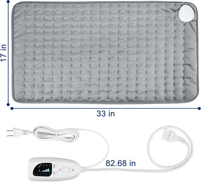 Electric Heating pad with 6 Heat Settings, Auto Shut Off, Dry Electric Heating for Back Neck Knee Arms Legs Shoulder Heat Pads for Christmas Birthday Father Mother's Day 24"X12", Gray Green
