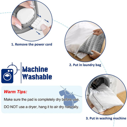 Electric Heating pad with 6 Heat Settings, Auto Shut Off, Dry Electric Heating for Back Neck Knee Arms Legs Shoulder Heat Pads for Christmas Birthday Father Mother's Day 24"X12", Gray Green