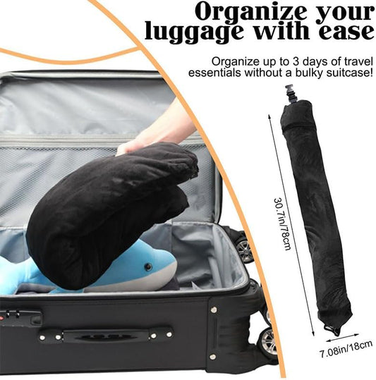 Stuffable Travel Neck Pillow Cover with Eye Mask, No Filler, Black