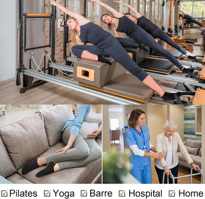 Pilates Socks for Women, Cushioned Ankle Grippy Non Slip Socks for Yoga, Hospital, Barre, Home Slipper 2/4 Pairs
