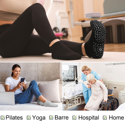Pilates Socks for Women, Cushioned Ankle Grippy Non Slip Socks for Yoga, Hospital, Barre, Home Slipper 2/4 Pairs