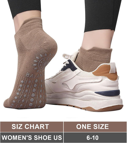 Pilates Socks for Women, Cushioned Ankle Grippy Non Slip Socks for Yoga, Hospital, Barre, Home Slipper 2/4 Pairs