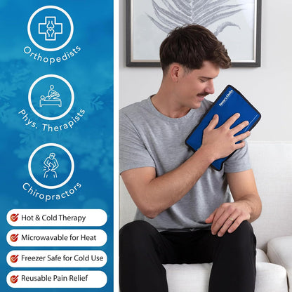 Gel Soft Flexible Ice Pack for Injuries Reusable - (Large: 11"x14.5") for Hip, Shoulder, Knee, Back - Comfy Cold Pack Compress for Swelling, Bruises, Surgery