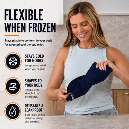 Gel Soft Flexible Ice Pack for Injuries Reusable - (Large: 11"x14.5") for Hip, Shoulder, Knee, Back - Comfy Cold Pack Compress for Swelling, Bruises, Surgery