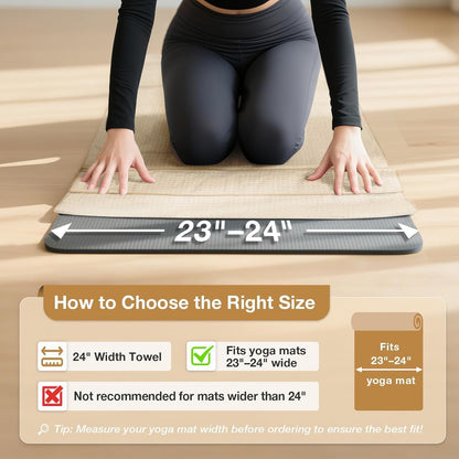 Hot Yoga Towel 2 Pack Yoga Mat Towels Microfiber Yoga Towels for Hot Yoga Non Slip Absorbent Anti-Slip Cover Hot Pilates Exercise Fitness 24 inch X 72 inch Black