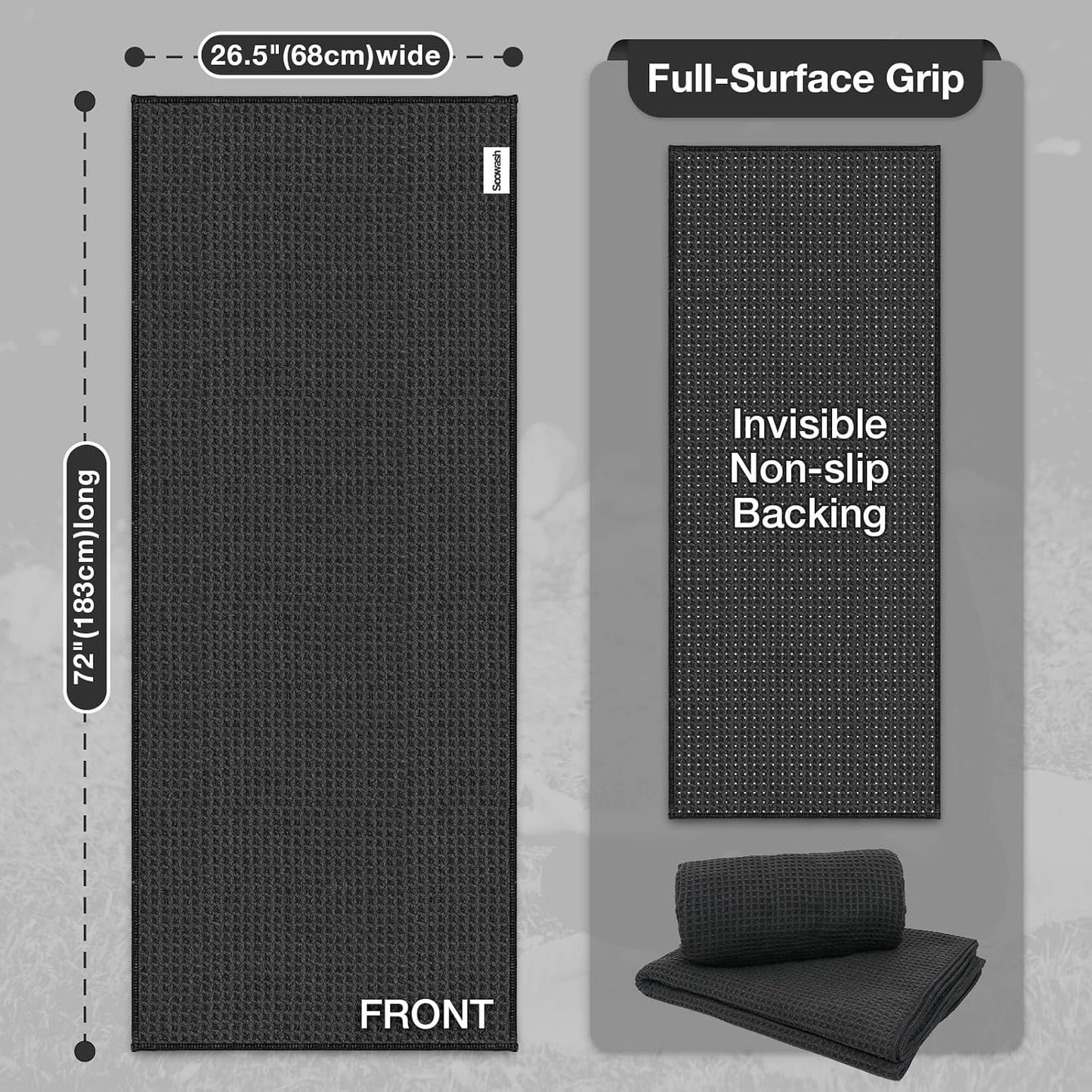 Hot Yoga Towel 2 Pack Yoga Mat Towels Microfiber Yoga Towels for Hot Yoga Non Slip Absorbent Anti-Slip Cover Hot Pilates Exercise Fitness 24 inch X 72 inch Black
