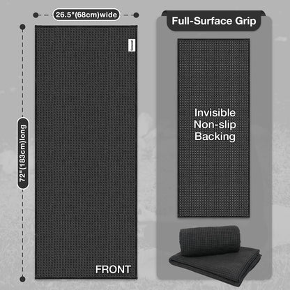 Hot Yoga Towel 2 Pack Yoga Mat Towels Microfiber Yoga Towels for Hot Yoga Non Slip Absorbent Anti-Slip Cover Hot Pilates Exercise Fitness 24 inch X 72 inch Black
