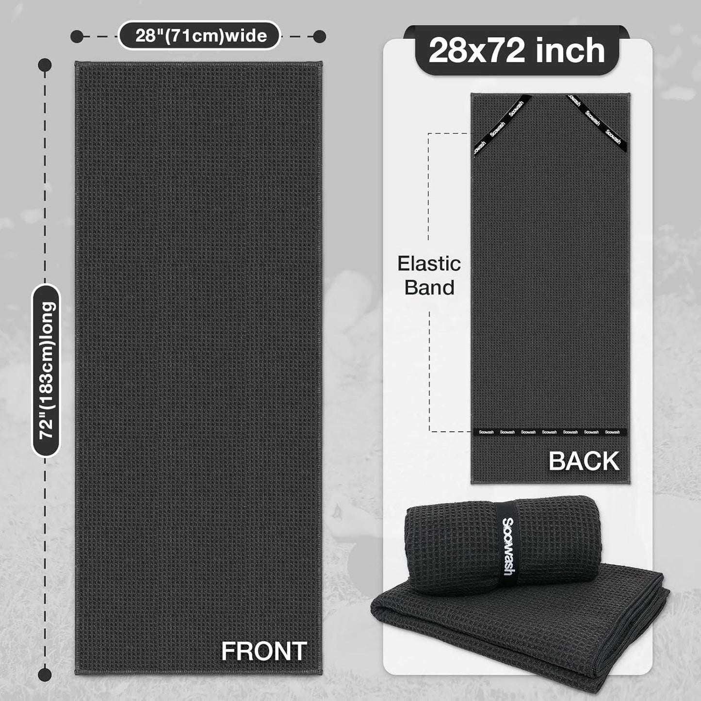 Hot Yoga Towel 2 Pack Yoga Mat Towels Microfiber Yoga Towels for Hot Yoga Non Slip Absorbent Anti-Slip Cover Hot Pilates Exercise Fitness 24 inch X 72 inch Black