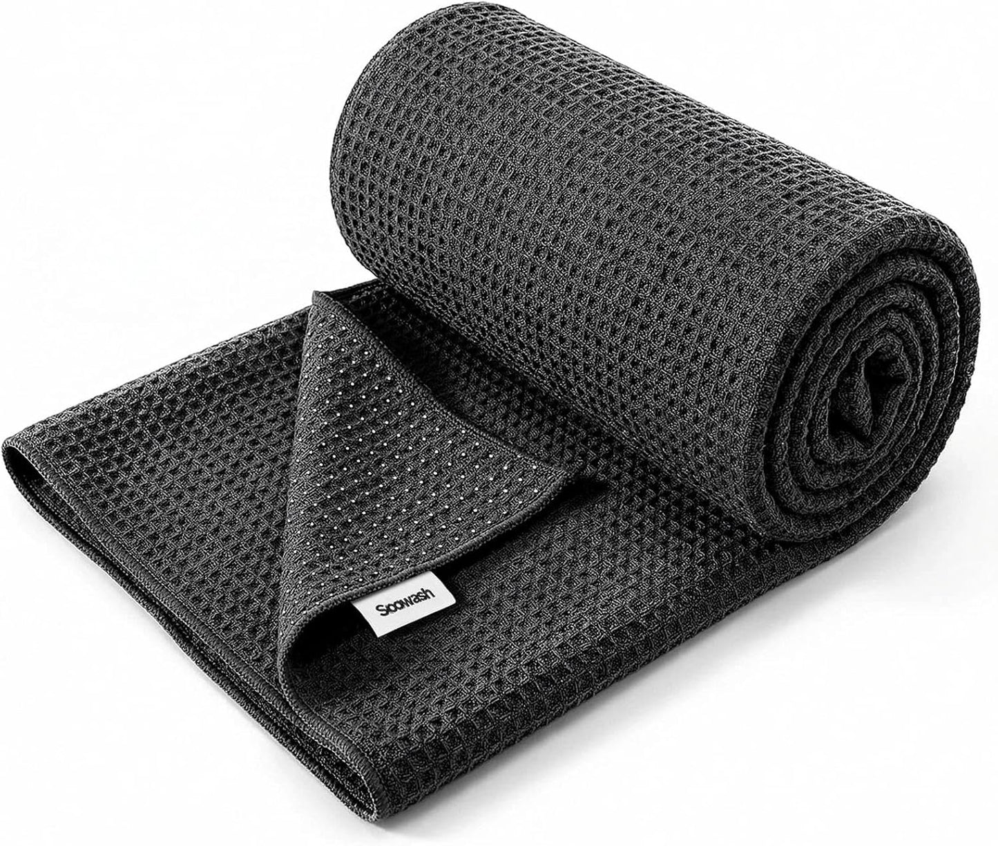 Hot Yoga Towel 2 Pack Yoga Mat Towels Microfiber Yoga Towels for Hot Yoga Non Slip Absorbent Anti-Slip Cover Hot Pilates Exercise Fitness 24 inch X 72 inch Black