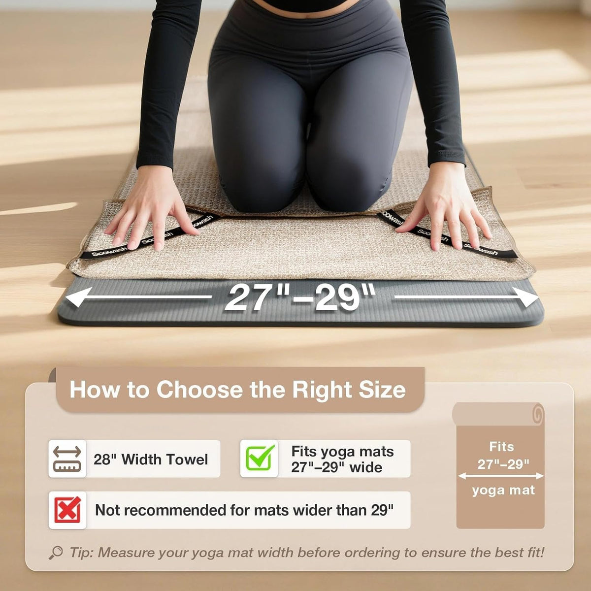 Hot Yoga Towel 2 Pack Yoga Mat Towels Microfiber Yoga Towels for Hot Yoga Non Slip Absorbent Anti-Slip Cover Hot Pilates Exercise Fitness 24 inch X 72 inch Black