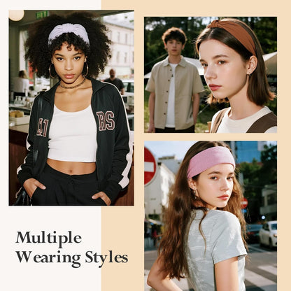 HSEM Headbands for Women, Wide Elastic Head Bands, Non-Slip Thick Hair Bands, Sports Stretchy Sweat Bands, Large Knotted Soft Headband for Washing Face, Makeup, Workout, Spa, Running, Fashion, 6-Pack