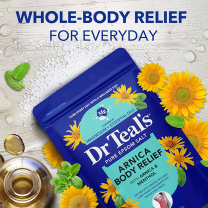Arnica Body Relief Epsom Salt Magnesium Soak with Menthol & Essential Oils, Muscle Recovery, 3 lbs